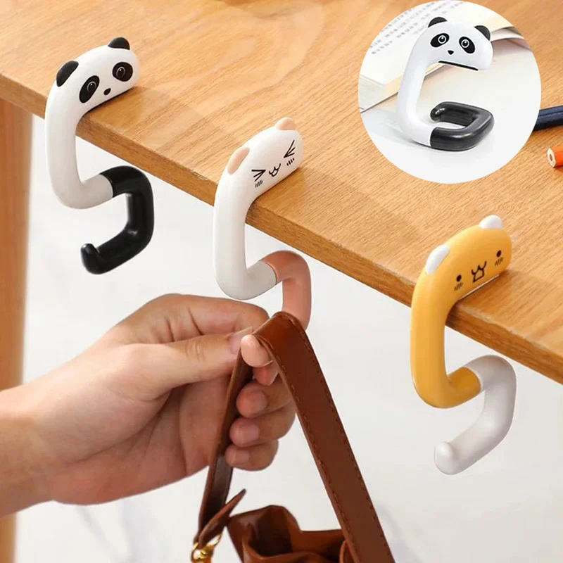 Bonito animal panda gato gancho de viagem pendurado cabide de parede titular portátil bolsa cabide saco plástico acessórios berço do bebê