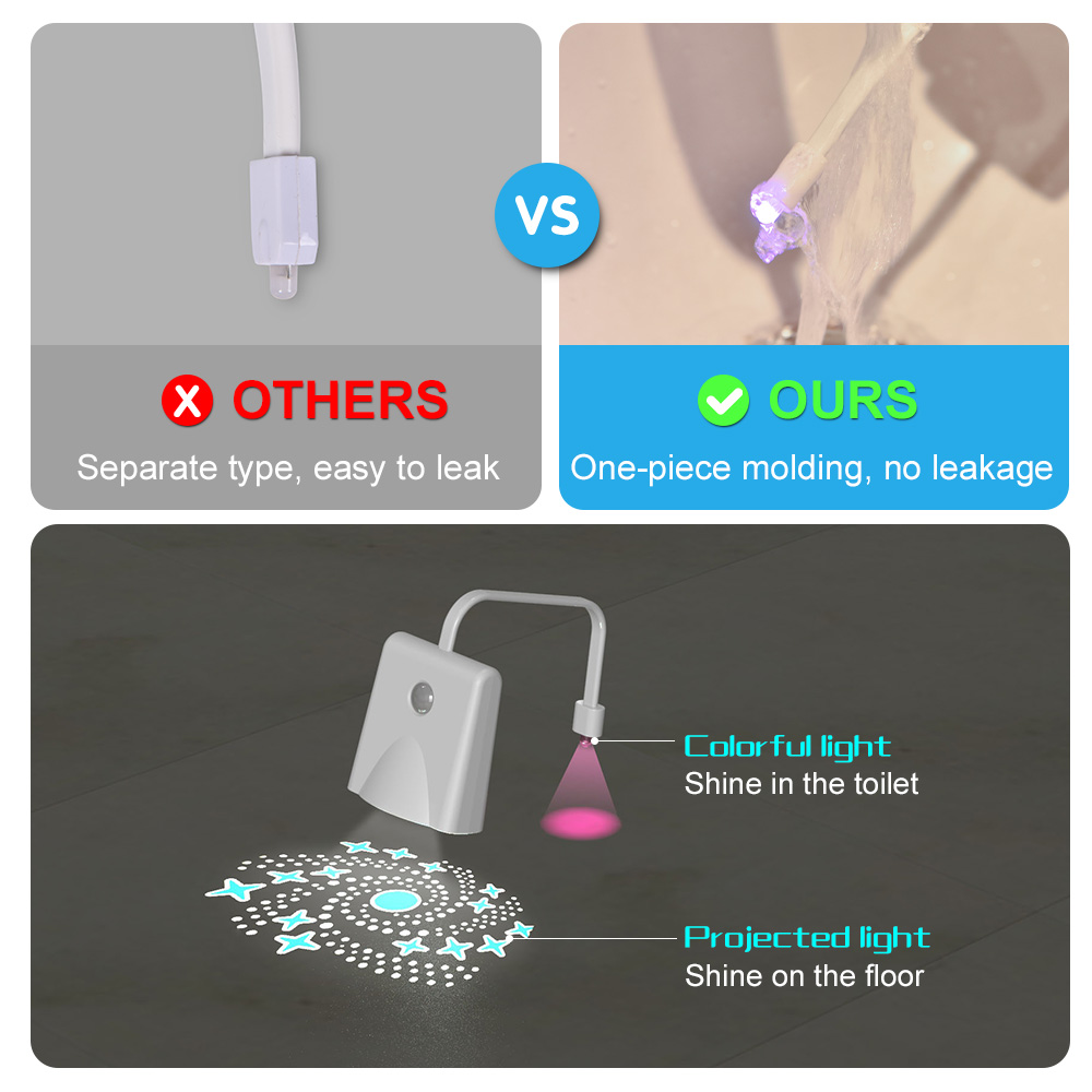 108 สี LED Human Motion Sensing Light ห้องน้ําโปรเจคเตอร์ Night Light อัจฉริยะชาร์จห้องน้ํากันน้ํา Dimming Light WC