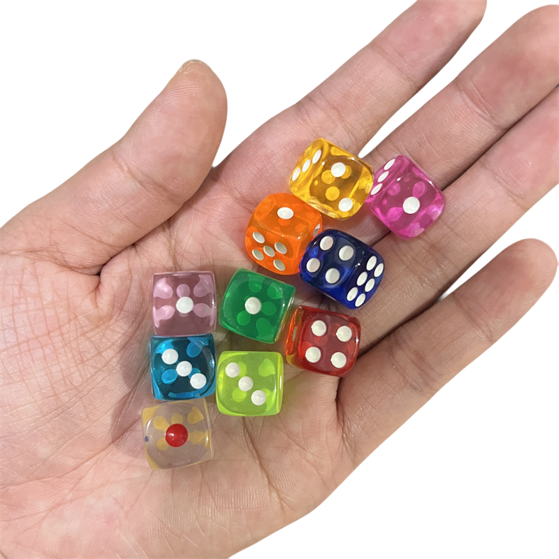 Мини-набор прозрачных кубиков диаметром 12 мм — 16 цветов, небольшой размер для настольных игр и ролевых игр