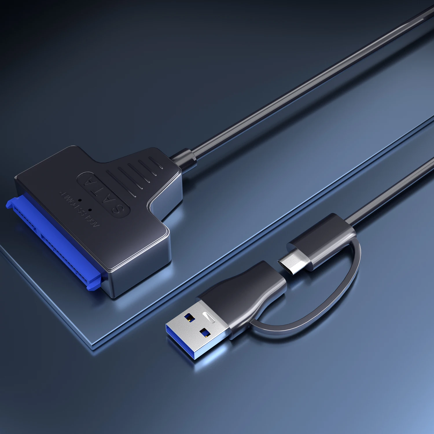 USB 3.0 to SATA/Type-C Adapter Sata Cable 2.5/3.5 Inch SSD HDD SATA III Hard Drive Disk with 12V/2A Power Adapter