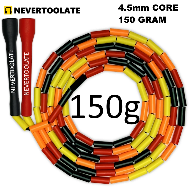 NEVERTOOLATE 4,5 MM núcleo 150 gramos entrenador de cuentas pesadas chris 2,9 m cuerda dura con cuentas fitness estilo libre cuerda para saltar