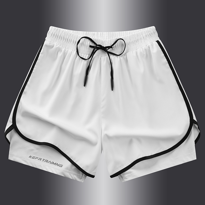 Pantalones cortos deportivos de secado rápido para hombre y mujer, shorts falsos de tres puntos, forro de entrenamiento para correr, American b, dos piezas de verano