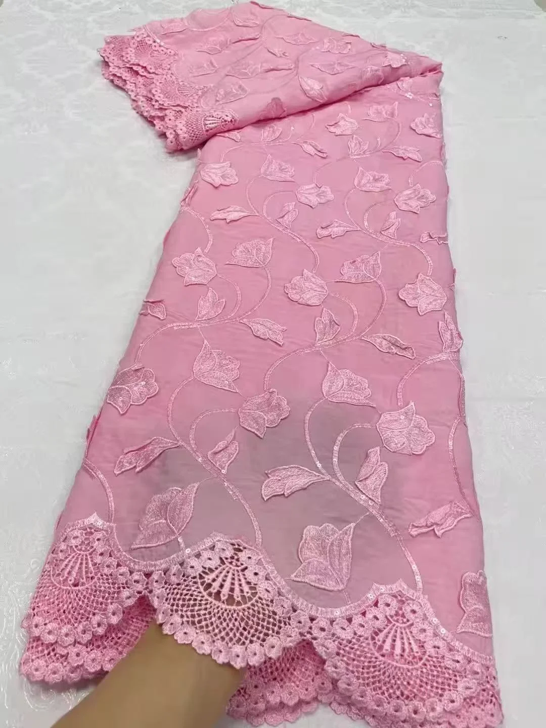 Nigerianischer Tüll-Spitzenstoff zum Nähen, Hochzeits-Stickerei-Kleid, Chiffon-Party-Guipure, hohe Qualität, Baumwolle 5 Yard, 2025 LY6391