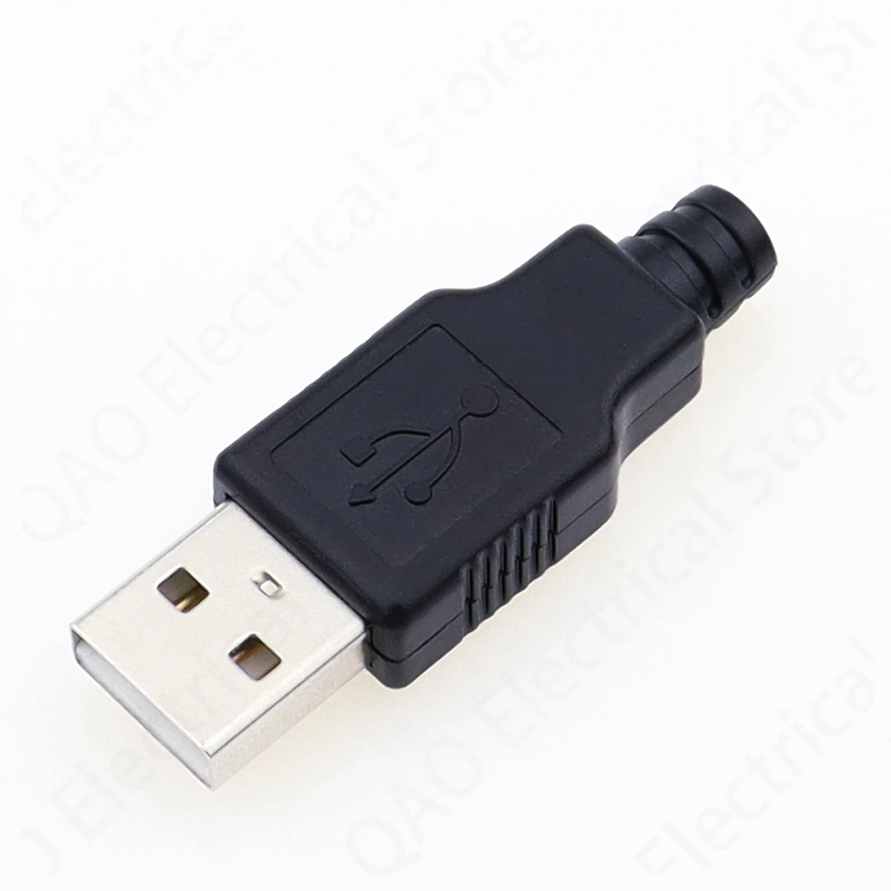 IMC caliente nuevo 10 Uds tipo A macho USB conector de enchufe de 4 pines con cubierta de plástico negro