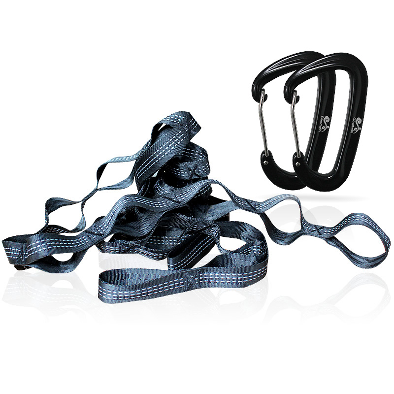 Correa de cuerda para hamaca de 2 piezas, pieza de repuesto aérea colgante de árbol de 280cm, carga de 400KG, hamaca para acampar y Yoga al aire libre con hebilla