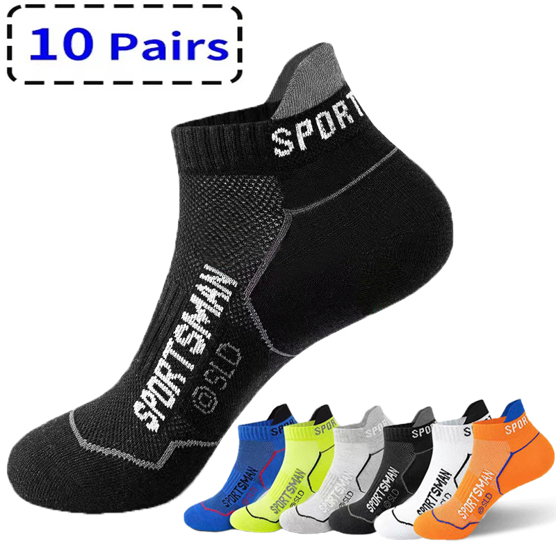 5/10 pares de calcetines tobilleros de alta calidad para hombre, calcetines deportivos transpirables de malla informales atléticos de verano, calcetines cortos de corte fino, talla 38-44