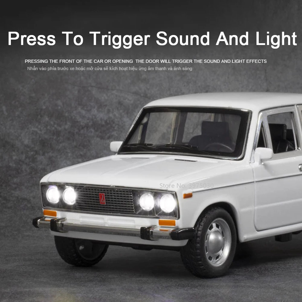 1/24 lada 2106 liga escala modelo de carro diecast veículos carro brinquedos com som e luz brinquedos coleção para meninos presente aniversário crianças