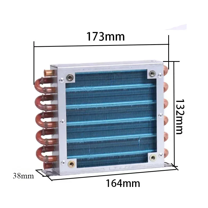 Kleiner Schalenkondensatorkühler, Kühlschrank, Gefrierschrank, wassergekühlter Aluminiumflosse und Kupferrohr-Wärmetauscher mit luftgekühltem Ventilator