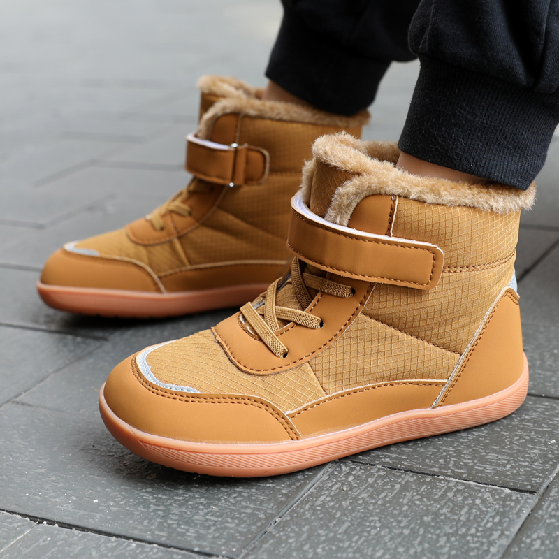 Children's wide toe barefoot snow boots suitable for small/medium/large children thickened waterproof high-top cotton shoes