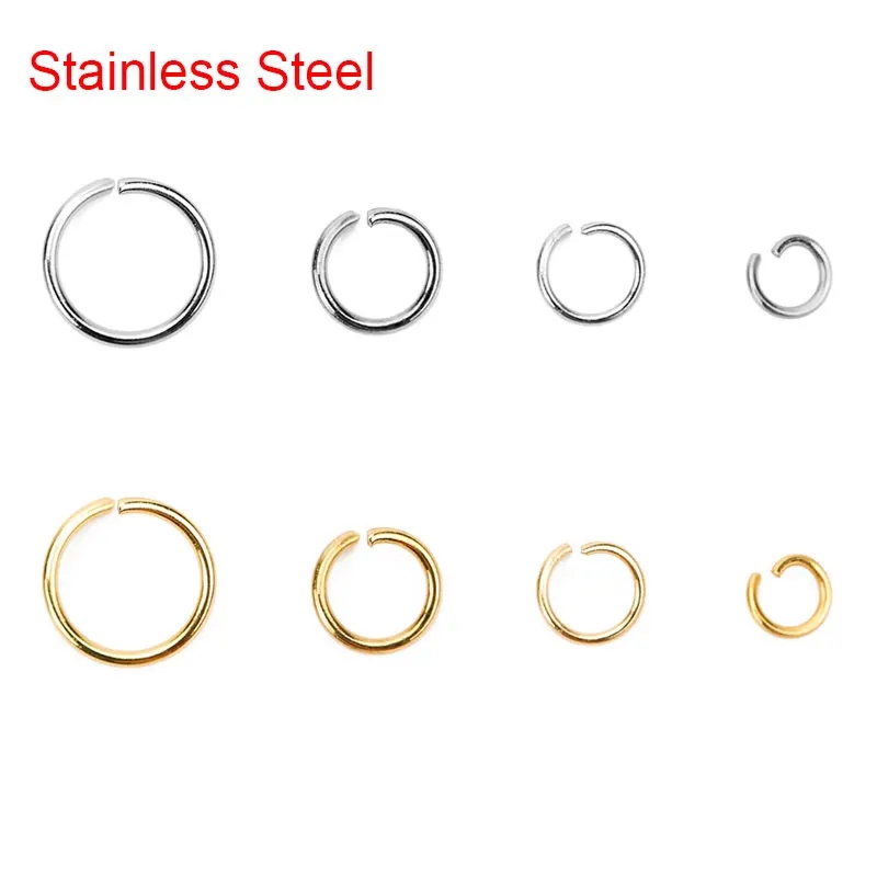 ステンレス鋼のオープンリング,分割リング,ネックレス,ブレスレット,ジュエリーの製造,色あせない,4mm, 5mm, 6mm, 8mm, 10mm, 100個