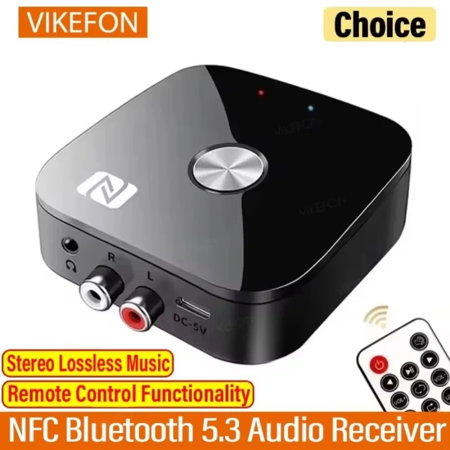 VIKEFON receptor RCA Bluetooth 5,1 AptX HD 3,5mm Jack Aux adaptador inalámbrico música para TV coche 2RCA receptor de Audio Bluetooth AptX