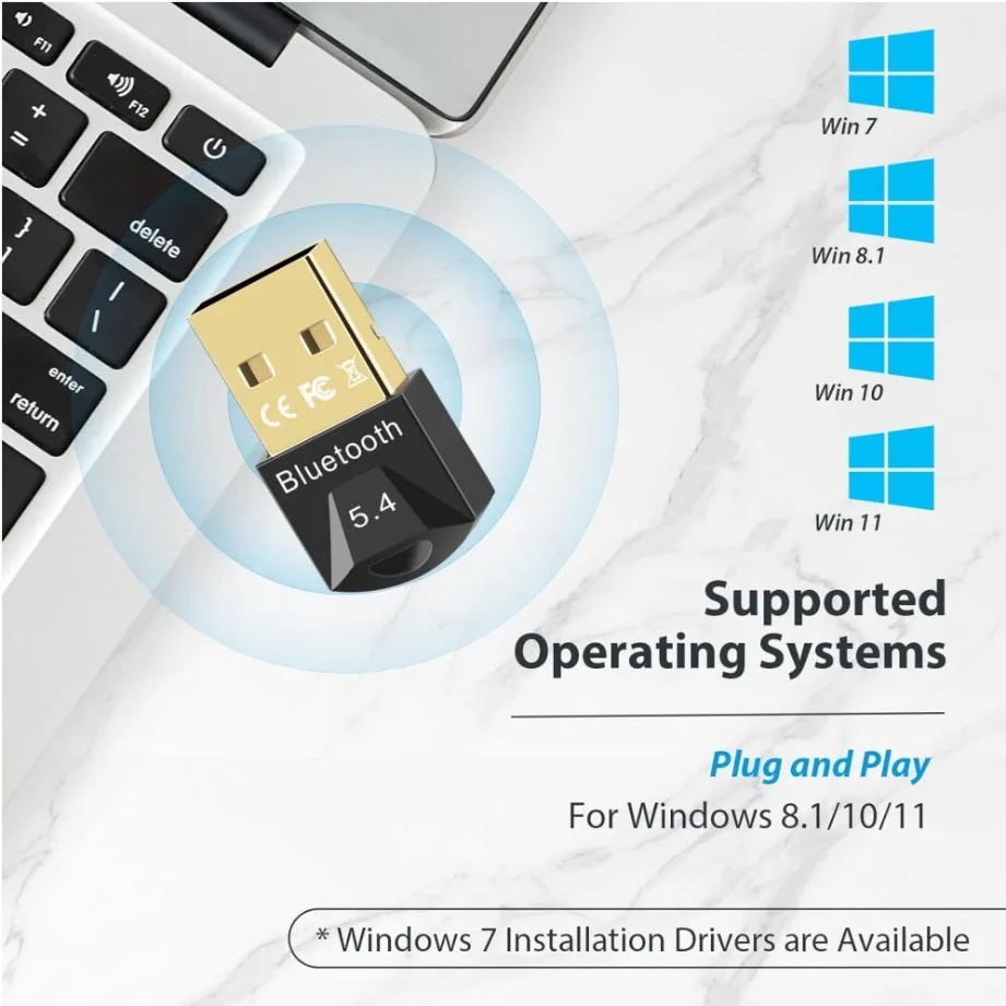 Bluetooth Adapter for PC USB Bluetooth 5.4/5.3/5.1/5.0 Adapter for Speaker Mouse Keyboard Wireless Dongle Transmitter Receiver