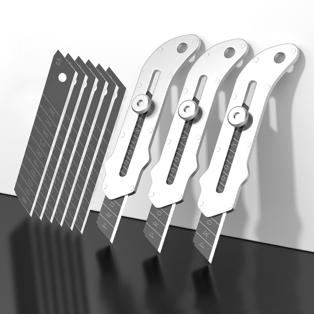 Nuevo Cuchillo utilitario de acero inoxidable, papel tapiz de acero, soporte para cuchillos, duradero, resistente, bloqueo Manual de corte rápido