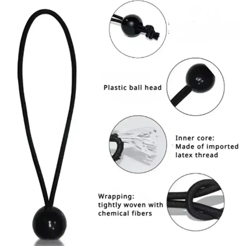 Bungee Ball Tarps Canvas Tarpaulin Flagpole Ties Cord Ends Elastic Rope Lace Fixed Boat Pole Camping Tent Accessories  4pcs