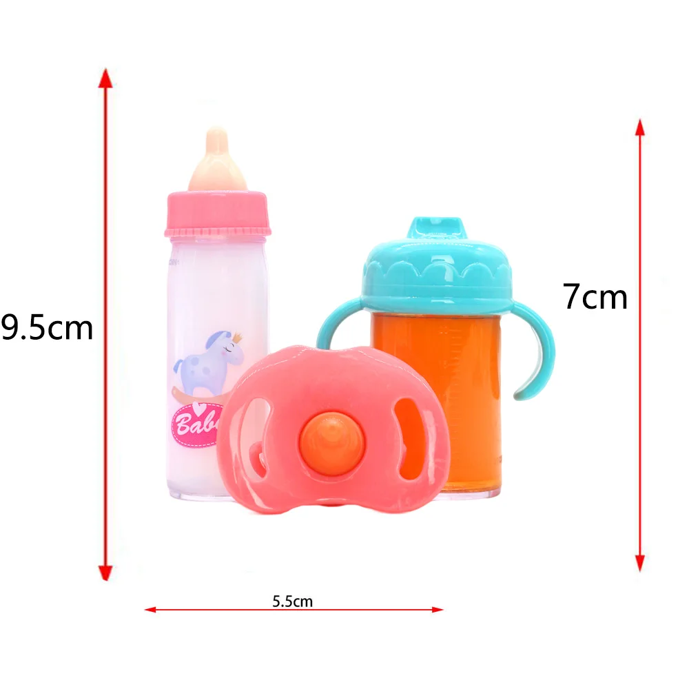 Large size Baby Doll Feeding Bottle Set Baby Care Toy Stroller 2pcs Milk And Juice Bottles With Toy Pacifier For Baby Dolls