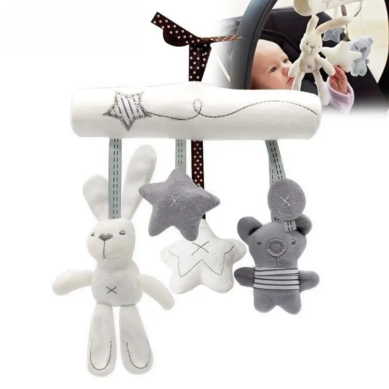 Jouets de Hochet pour Bébé de 0 à 12 Mois, Doux, Lapin, Ours, Poussette, Cloche en Peluche, Beurre