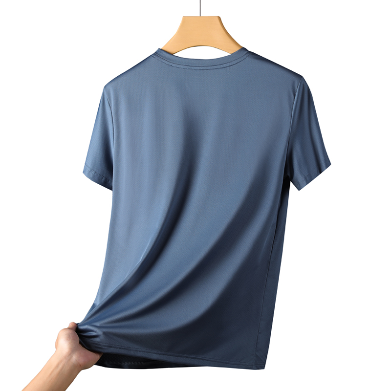 CHRLCK Herren-Lauf-T-Shirts, schnell trocknend, atmungsaktiv, zum Wandern, Angeln, weiche Elastizität, Outdoor-Sport, kurzes Hemd, Sommer