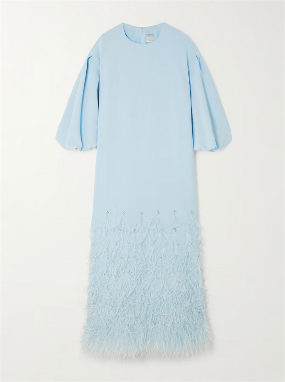 MACSky-Robe de Rhà plumes à manches longues et col rond bleu, robe trapèze modeste, élégante, longueur de rinçage, éducative, 2024