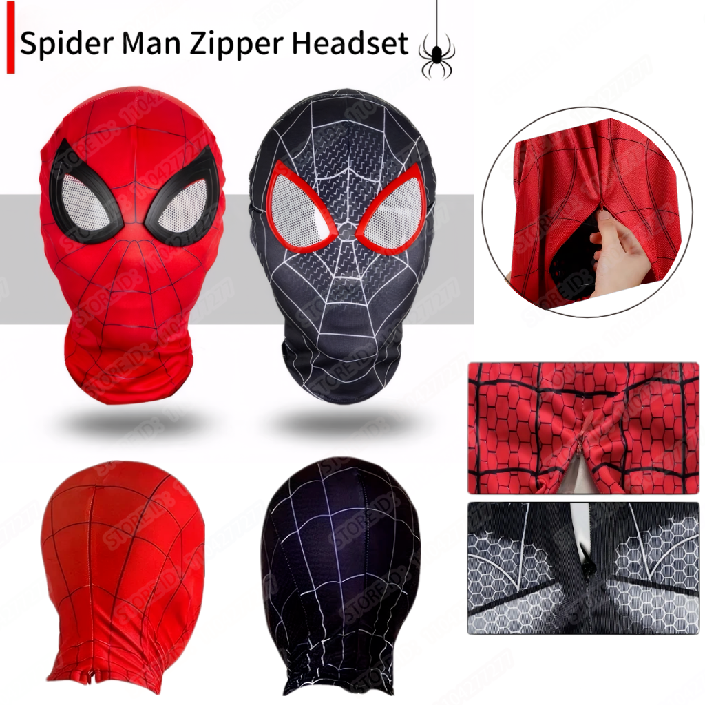 Spiderman-Maske im Reißverschluss-Stil, Superheld, Miles Morales, Spider-Man, Cosplay-Masken für Erwachsene, Jungen und Mädchen, Weihnachtskostüm-Requisiten