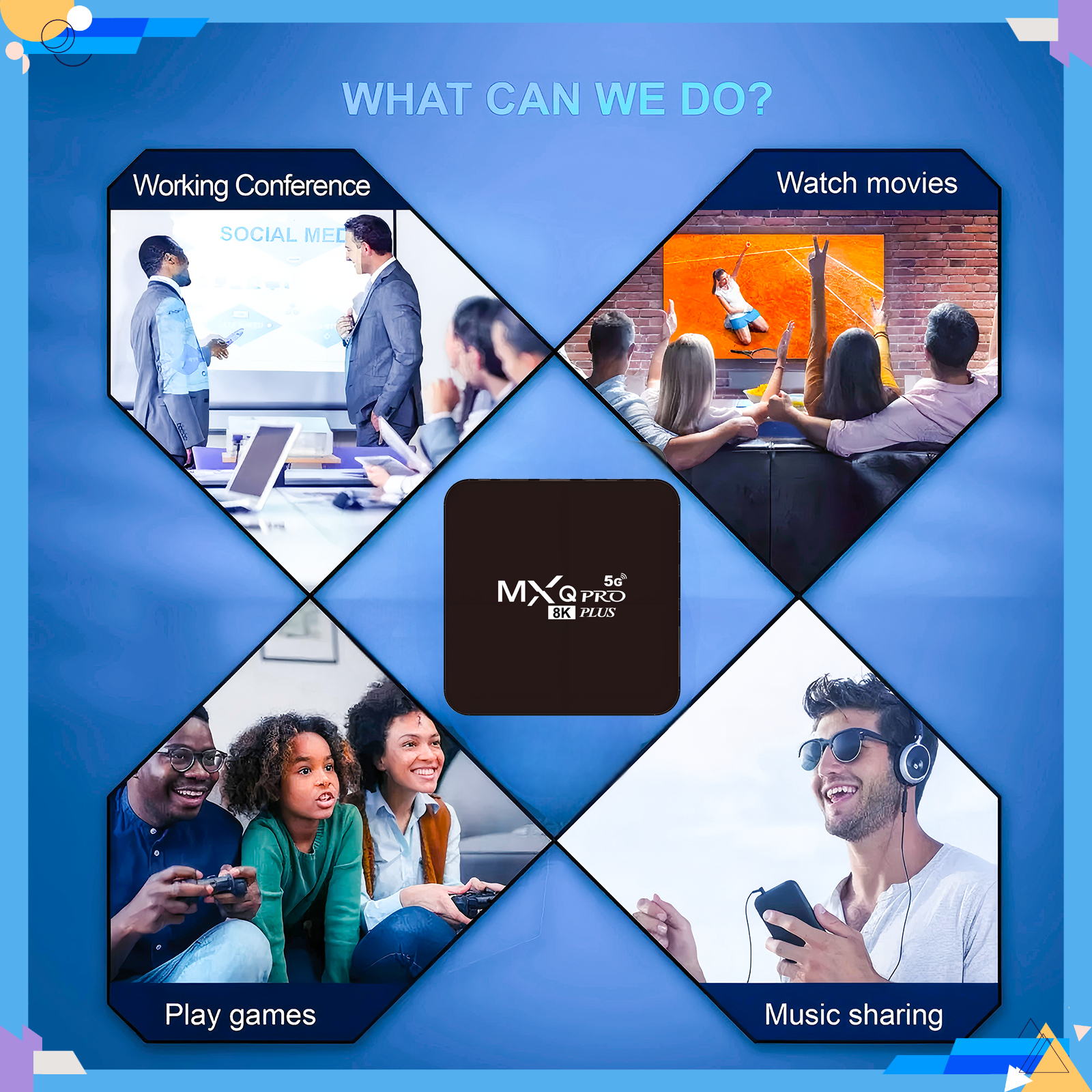 MXQ Pro Caja de TV inteligente Android12 8K con H3 2.4/5G Doble WIFI 3D Reproductor multimedia de video Cine en casa TV Para decodificador 2025