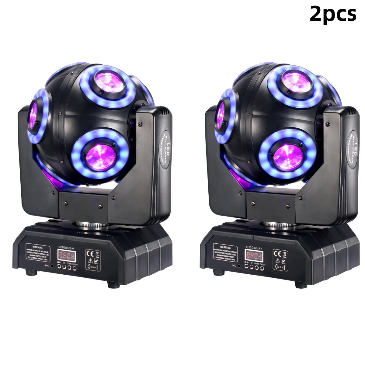 Lumière de Football à tête mobile LED 8x15W RGBW 4 en 1, 2 pièces, avec Halo RGB 360 °   Effet de scène de barre DMX512 de DJ stroboscopique de faisceau de rotation infinie