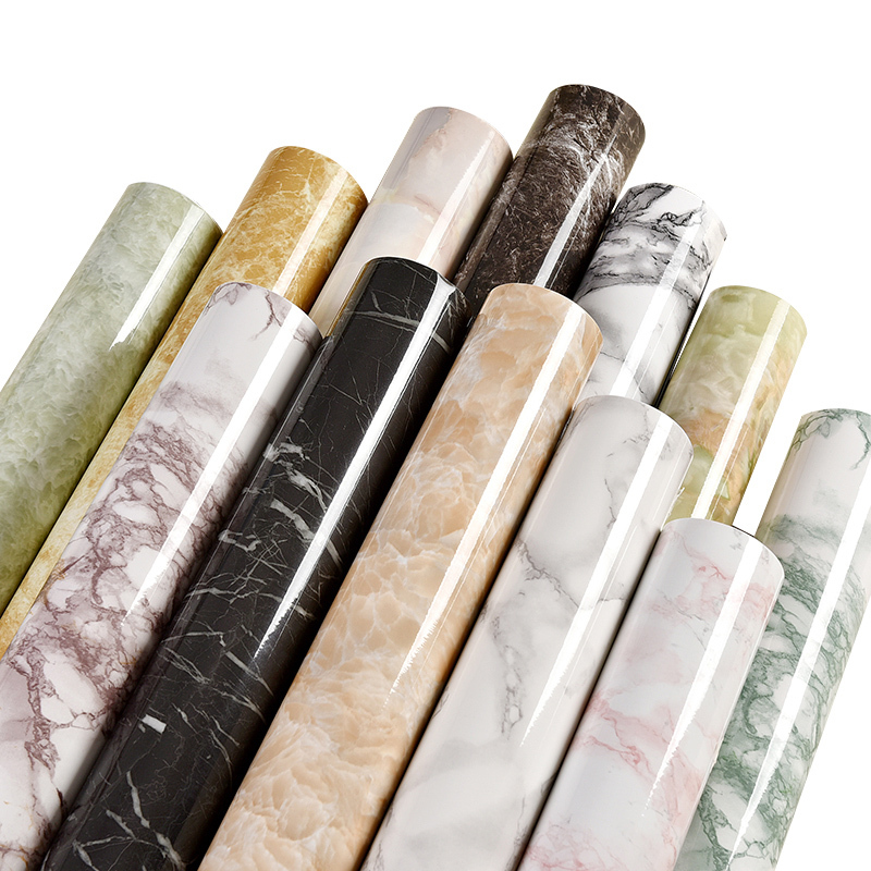 ฟิล์มไวนิล Self Adhesive หินอ่อนสำหรับห้องน้ำห้องครัวตู้เคาน์เตอร์กระดาษ PVC สติ๊กเกอร์ติดผนังกันน้ำ