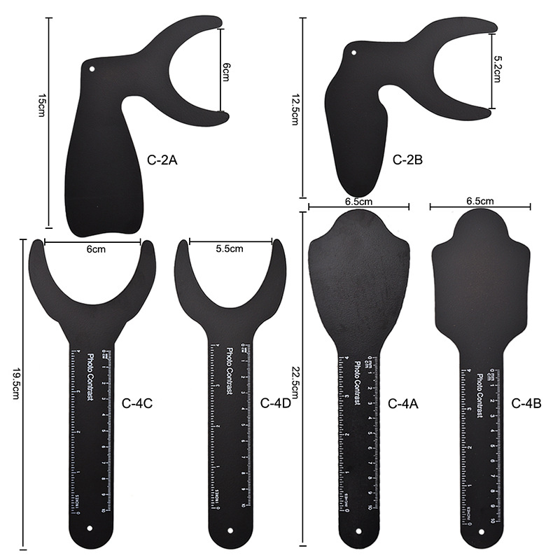 PIORPOY 6 ชิ้น/เซ็ตทันตกรรม Photo Contrast พื้นหลังสีดํา Oral Cheek แผ่น Scale Mark กระจกถ่ายภาพเครื่องมือทันตกรรม