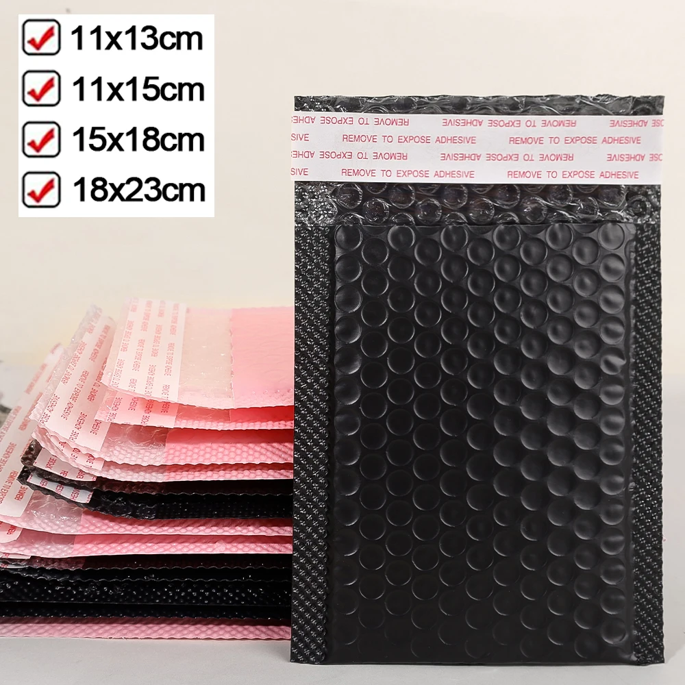 50-10PCS สีดํา/สีชมพูซองจดหมายฟอง Self Seal เบาะ Bubble Mailers กันน้ําการจัดส่งแพคเกจสําหรับเครื่องประดับอุปกรณ์แต่งหน้า