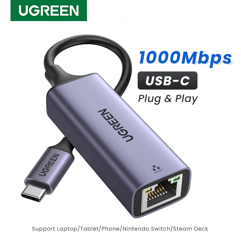 Адаптер UGREEN USB C Ethernet 1000 Мбит/с USB Lan RJ45 Thunderbolt 3 для ноутбука Macbook Samsung iPad USB Ethernet Сетевая карта