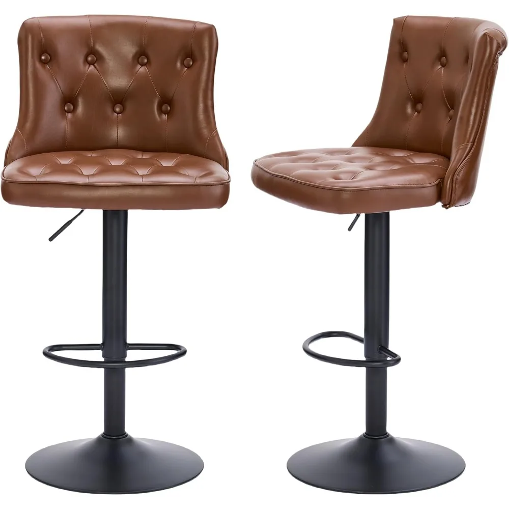 Bar Stools Set of 2,Swivel Bars Stools with Back,Adjustable Counter Height Bars Stool 25-34,Retro Bar Stools for Kitchen Island