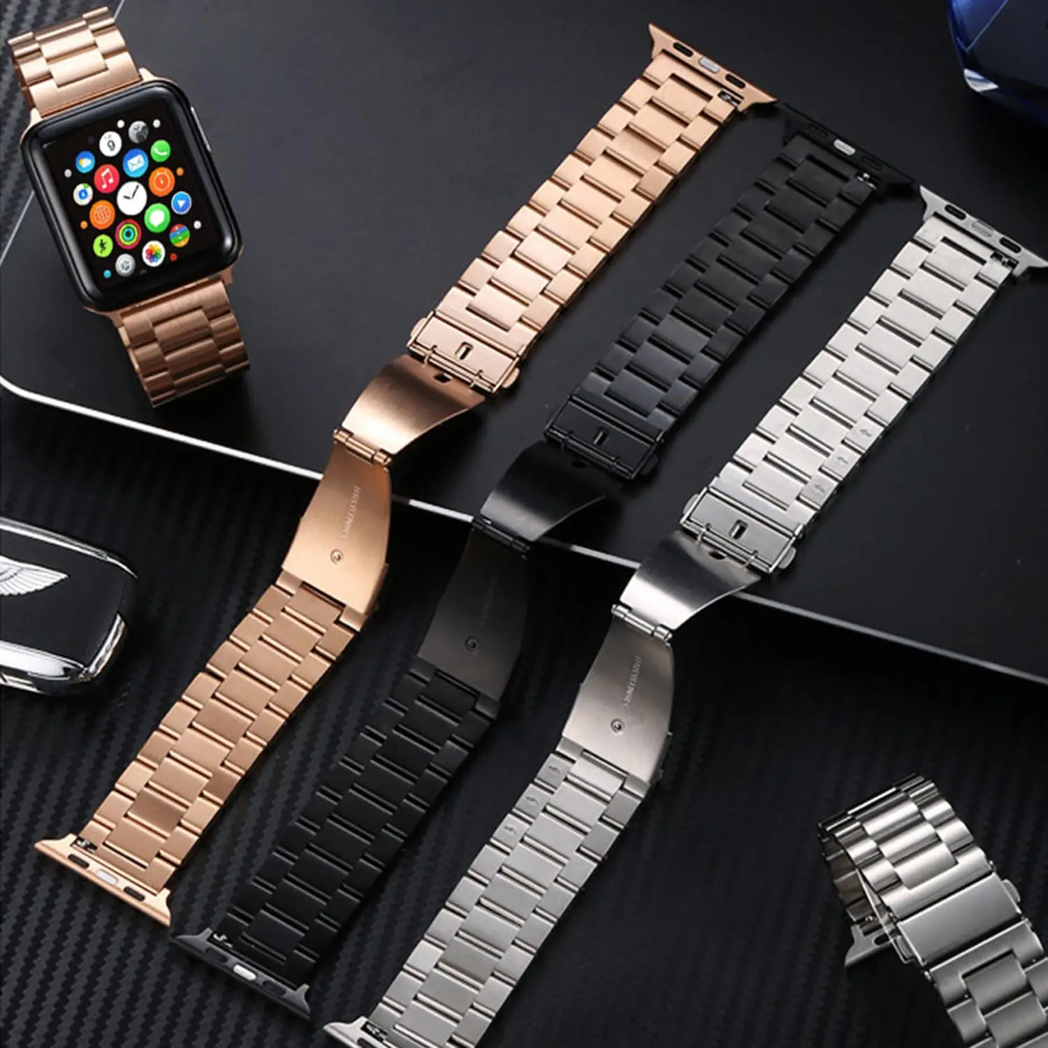 Pulseira de aço inoxidável para apple watch ultra 2 49mm 40mm 44mm 42mm 41mm 45mm 46mm pulseira para iwatch série 9 8 7 se 6 pulseira