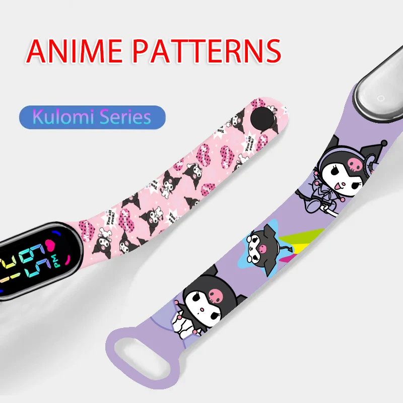 Relojes MINISO Kuromi para niñas, pulsera deportiva para niños, pulsera táctil, reloj Digital resistente al agua para niños, reloj para mujer, reloj montre