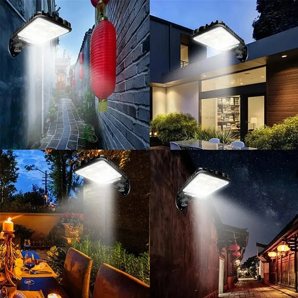 강력한 LED 태양열 야외 LED 안뜰 벽 램프, 3 가지 모드, 인체 유도, 정원 테라스 차고 문짝 가로등