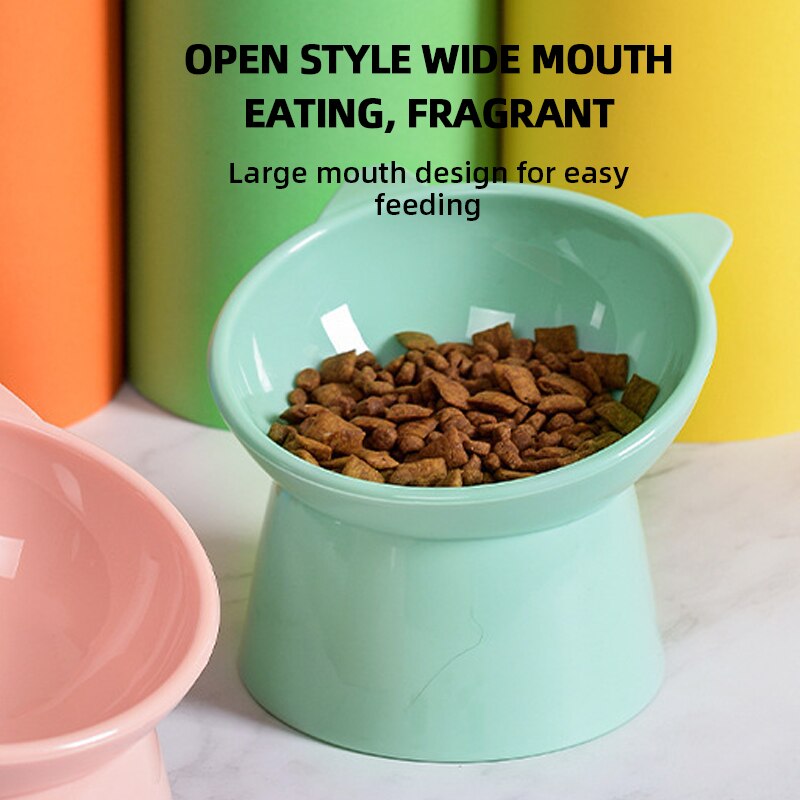 Haustier Schüssel hohe Boden Neigung Anti umkippen Hals schutz Katze Hundefutter Wasser Geschirr schöne Fütterung schüssel Katze liefert