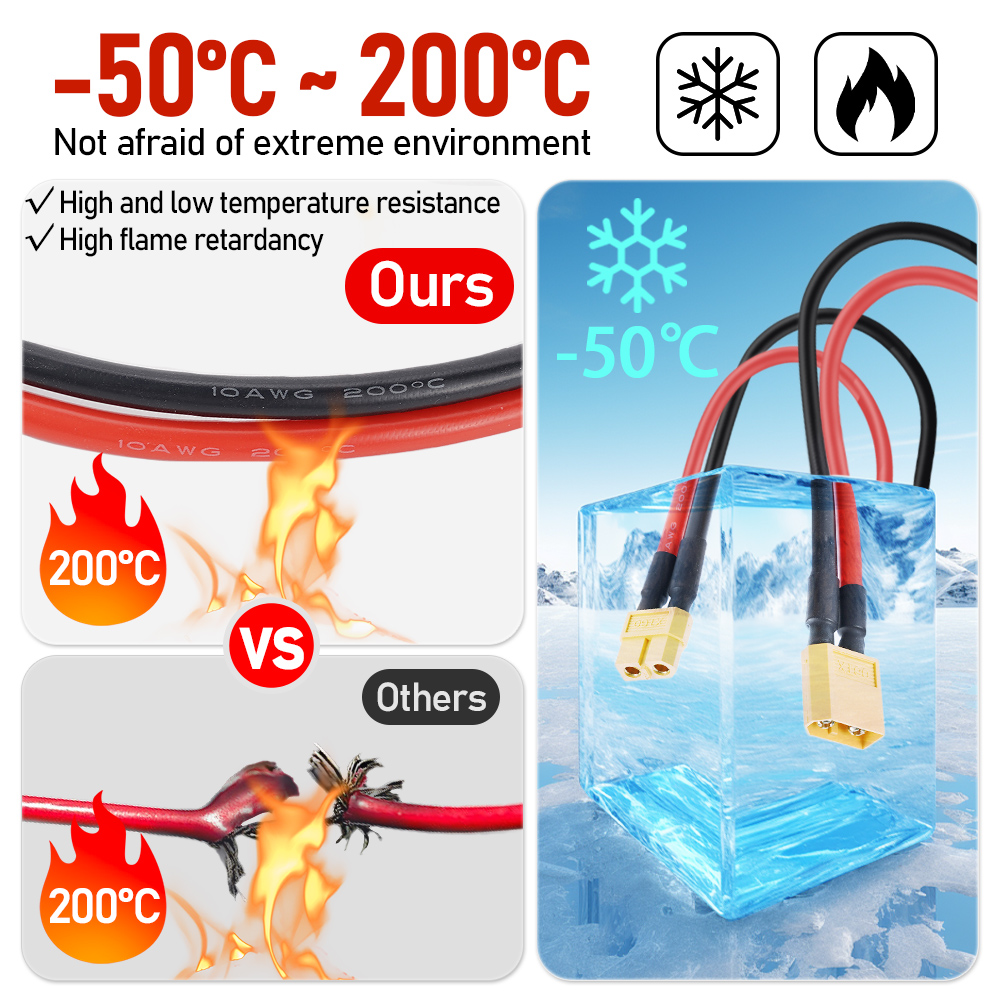 XT60 naar O Ring Oogje batterij terminals Plug Connector Kabel 10AWG RC ESC Oplader Side Power voor RC Lipo Batterij FPV Racing