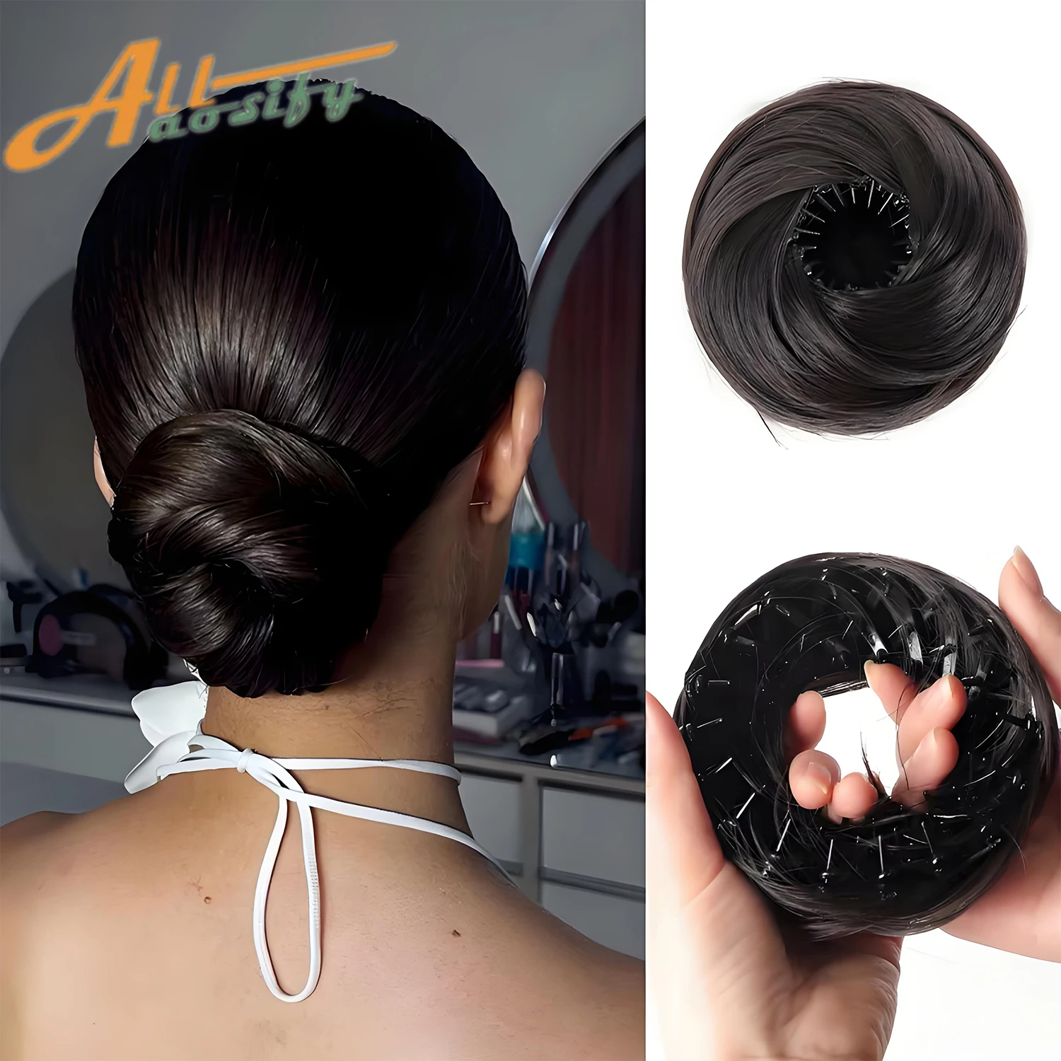 Synthetische Clip-in-Haarknotenverlängerungen für unordentliche Haare, Mini-Donut-Hochsteckfrisur-Haarteile für Frauen und Mädchen, einziehbare Chignons in Vogelnestform