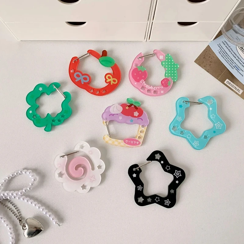 LLavero de acrílico estilo Kawaii Ins, soporte para fruta de dibujos animados, Cupcake, bolso en forma de estrella, gancho colgante, decoración colgante de llave de estilo coreano bonito
