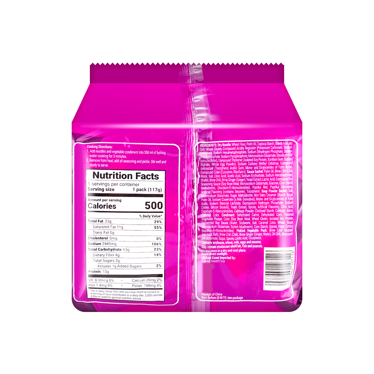 [4Packs] MASTER KONG Pkl Cabbage Beef Ndl Flv 117g*4Packs*5