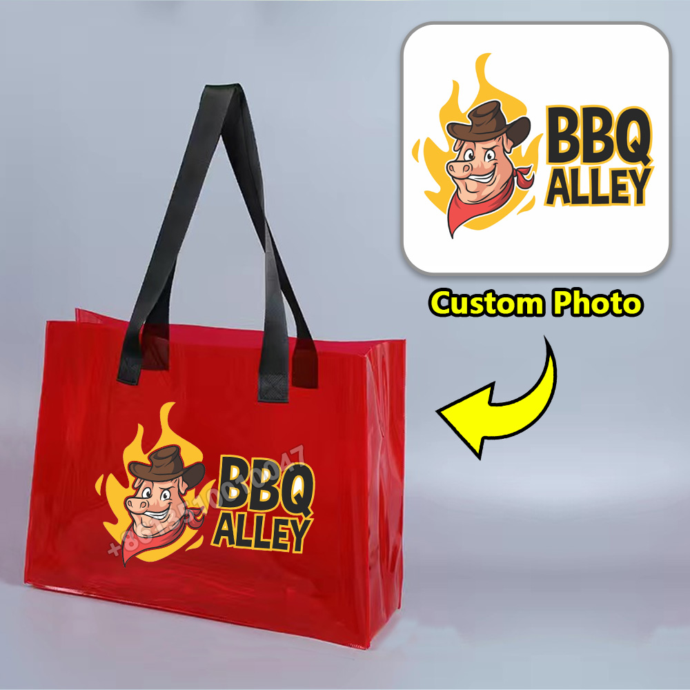30 Stücke Anpassbare Cartoon Marke Logo PVC Transparent Laser Große Kapazität Handtasche Mode Hohe Stil Bunte Gelee Geschenk Tasche