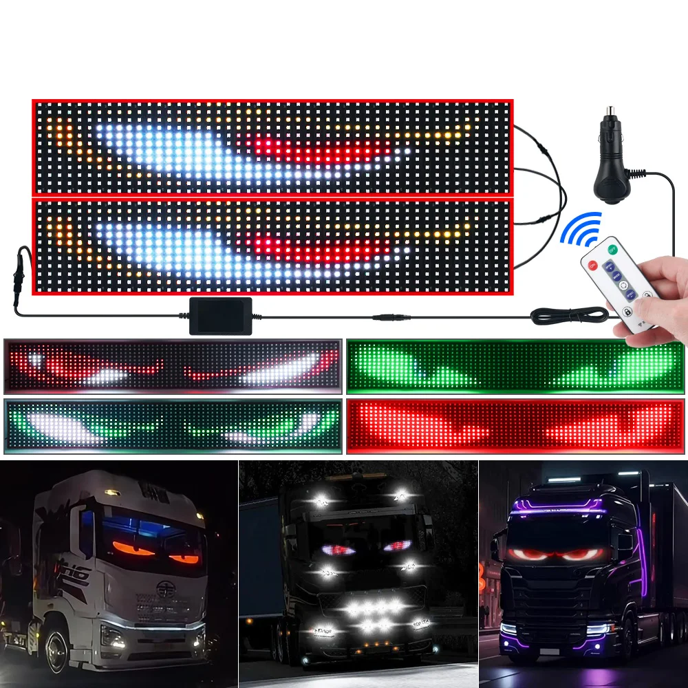 2 ใน 1 รถบรรทุกรถ DEVIL Eye พิกเซล LED แผง 60/70/80 ซม.รีโมทคอนโทรลนุ่มพับแสงเลื่อนสําหรับบอร์ดกระจก