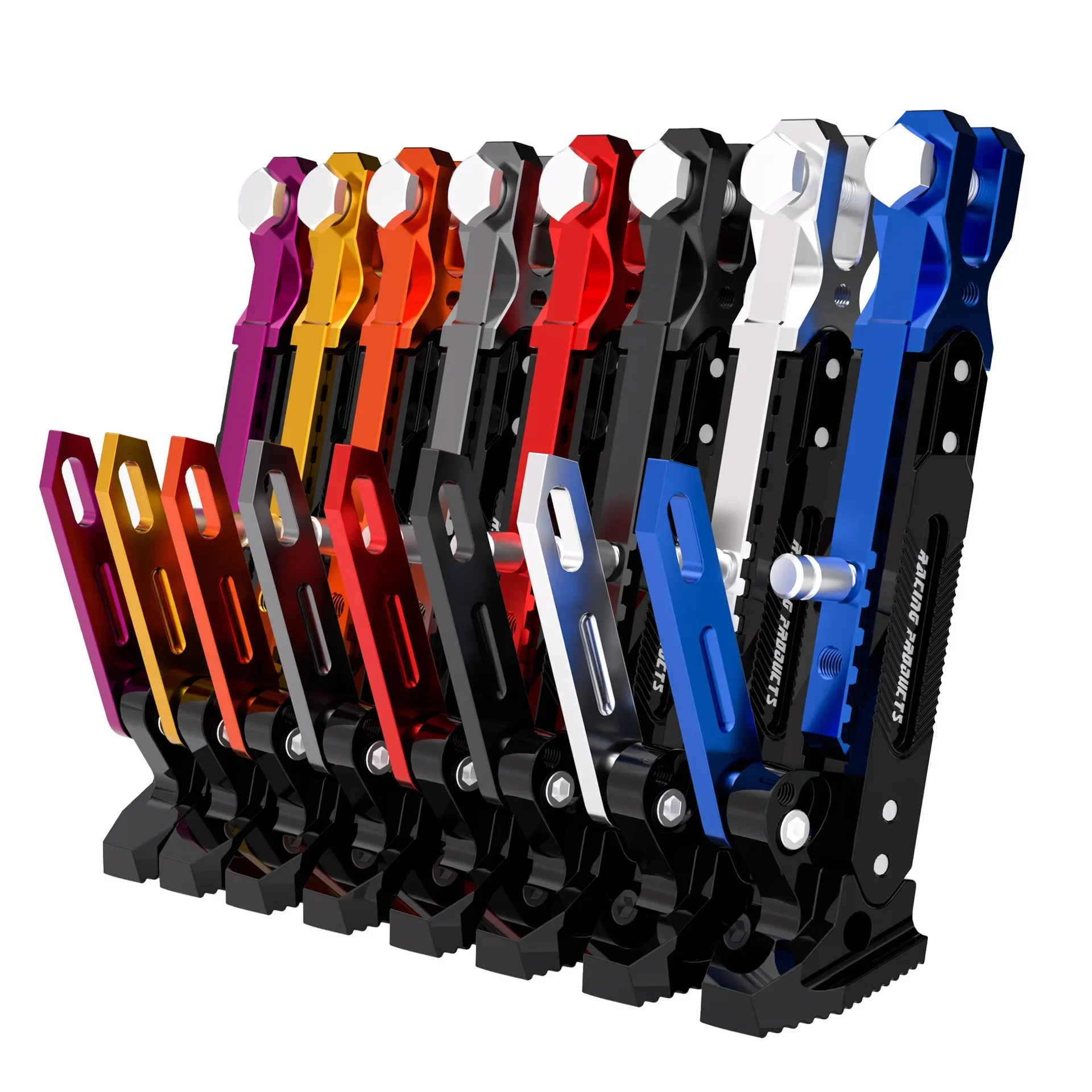 Acessórios de suporte para motocicleta, scooter, motor modificado, liga de alumínio cnc, tripé ajustável, suporte lateral para pés, moto