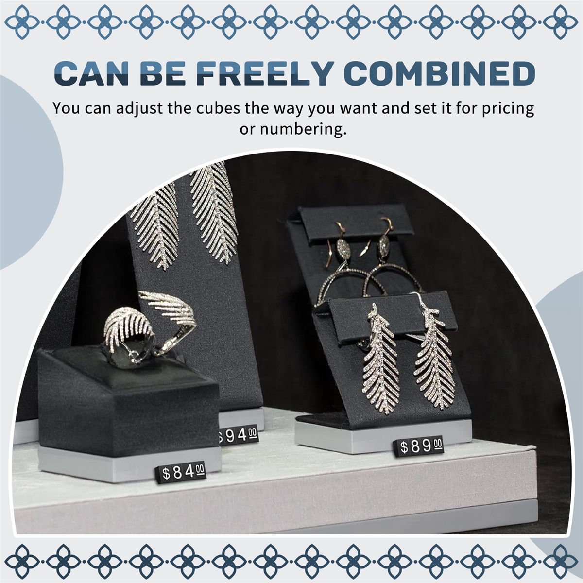 Newest 30Sets Plastic Cubes Price Display Tags Adjustable Number Stand Frame Label Shop