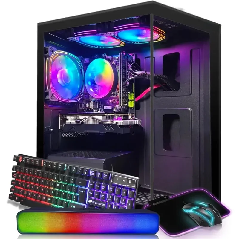 Gaming PC Desktop,RX 580 16G GDDR5, Core i7 up to 3.9G, 16G RAM, 512G SSD, 600M WiFi, BT 5.0, RGB Fan x3, RGB BT Sound Bar