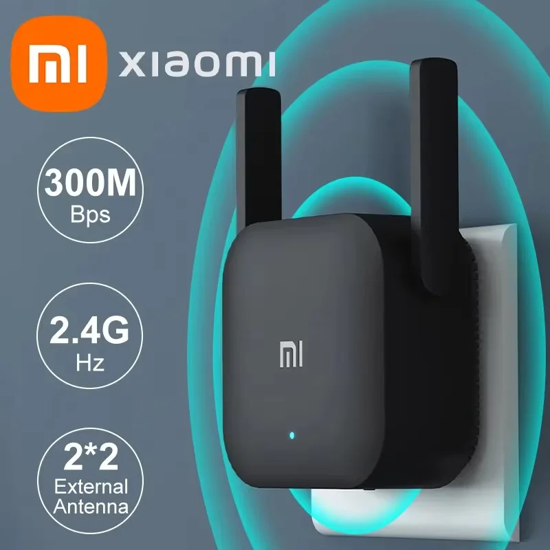 Novo Original Xiaomi Amplificador Wifi Pro 300M 2.4G Repetidor Expansor de Rede Range Extender Roteader Mi Router Wi-Fi Sem Fio