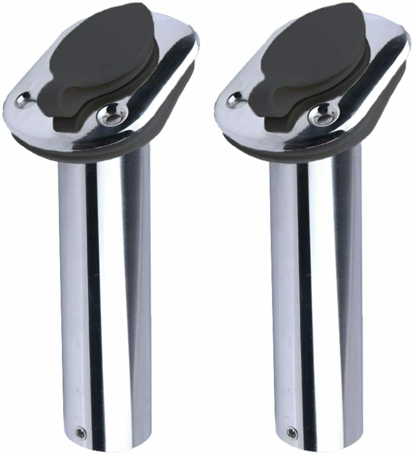 2x suporte de vara de pesca de barco de montagem embutida de aço inoxidável pod de haste de 30 graus para barco marinho