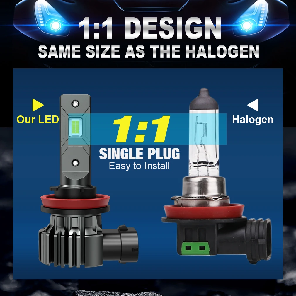 XSTORM H8 H11 LED Bulb 9005 HB3 9006 HB4 H27 880 881 Headlight Fog Light Canbus Mini 50W 20000LM CSP for Car White 12V Auto Lamp