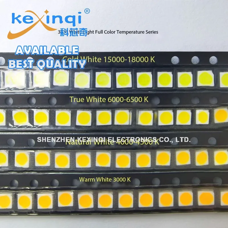 100 Uds 3030 SMD LED blanco frío blanco Natural blanco cálido 1W 3V 6V 9V 3,0*3,0mm cuentas de lámpara luminosas 3000K 4000K-500K 6000K-6500K