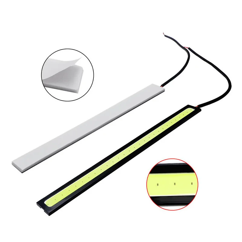 2pcs 17cm COB DRL LED 12V 6000K กันน้ําไฟวิ่งกลางวัน Auto Strip Light หมอกโคมไฟรถยนต์รถจักรยานยนต์จัดแต่งทรงผม LED DRL โคมไฟ