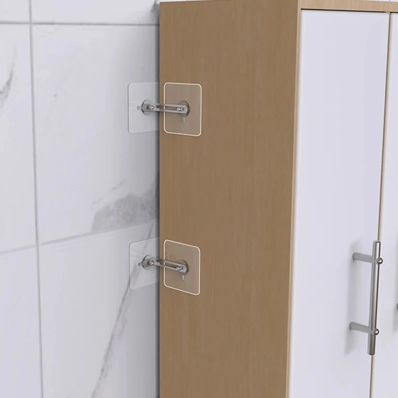 4Pcs Strong Self-adhesive Bookshelf Shoe Cabinet Wardrobe Wall Bracket Fixed Patch For Child Protection No Punching To Prevent