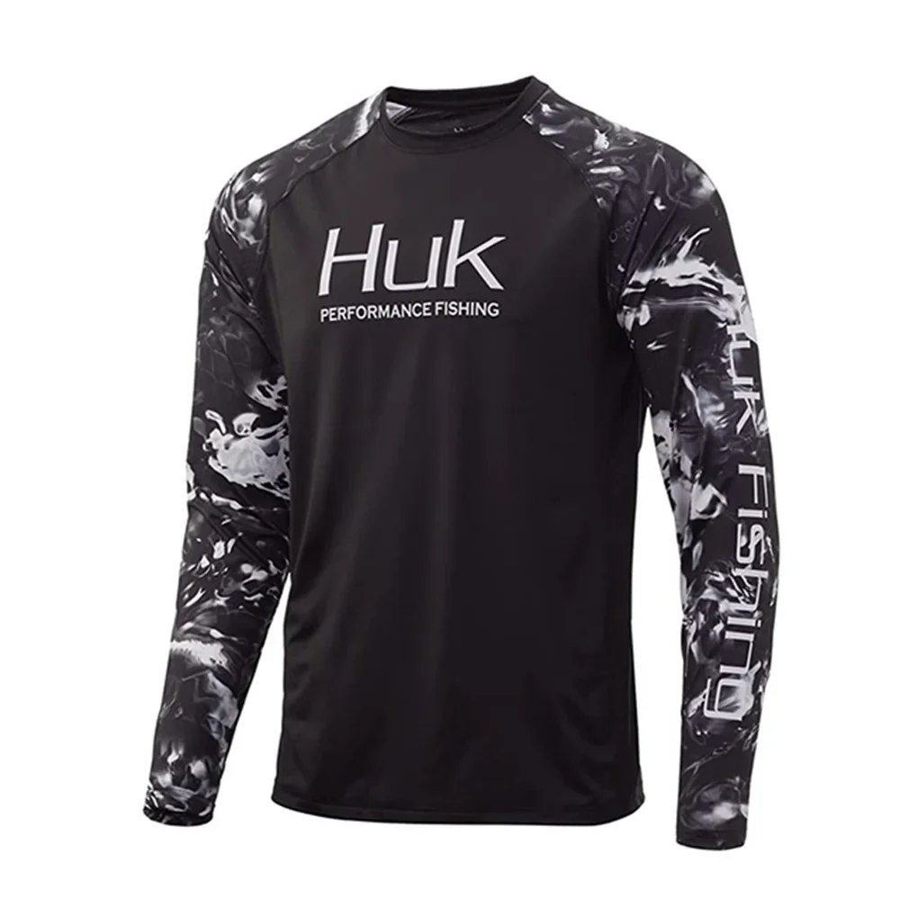 HUK-camisas de pesca de manga larga para hombre, ropa de protección Uv, Jersey de verano al aire libre Upf 50, ropa de rendimiento, pesca transpirable